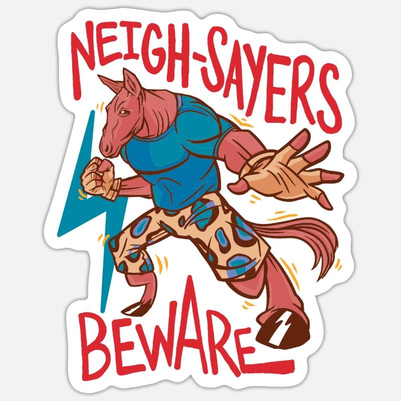 Cavalier, cavalier, cheval, sphémistes méfiants, méfiez-vous - Sticker taille S (10 x 10 cm) - blanc mat