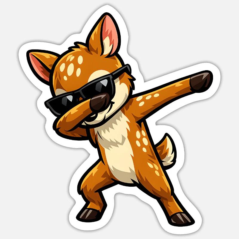 Dab du faon - Sticker taille S (10 x 10 cm) - blanc mat