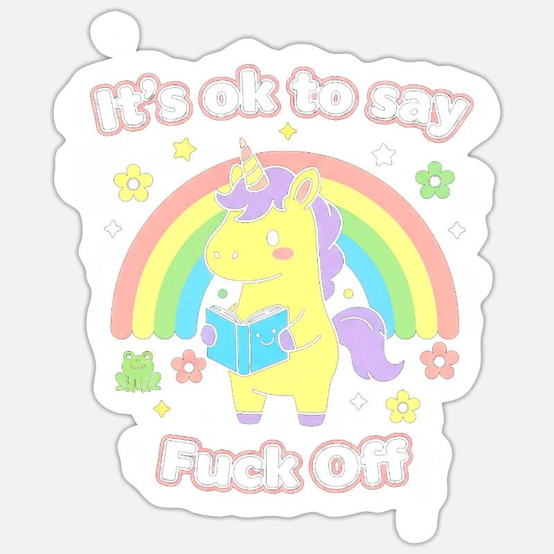 Einhorn-Lesung unter dem Regenbogen - Sticker Größe S (10 x 10 cm) - Mattweiß