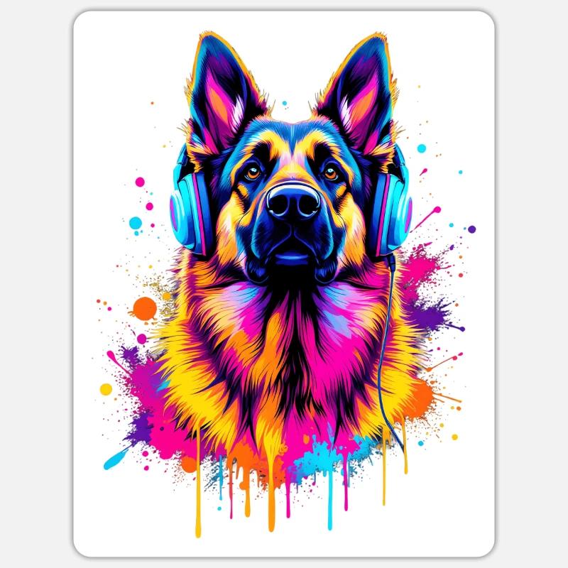 Deutscher Schäferhund - Sticker Größe S (10 x 10 cm) - Mattweiß