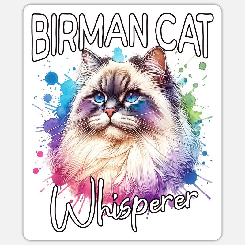 Birman Cat Whisperer - Sticker size S (10 x 10 cm) - white matte