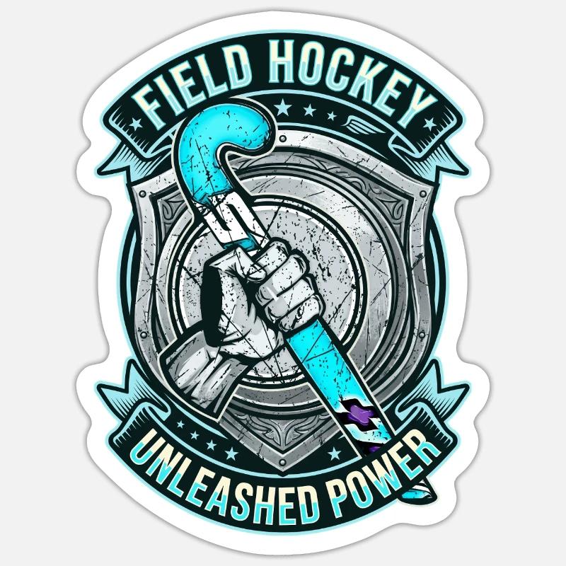 Feldhockey Schläger Unleashed Power Wappen - Sticker Größe S (10 x 10 cm) - Mattweiß