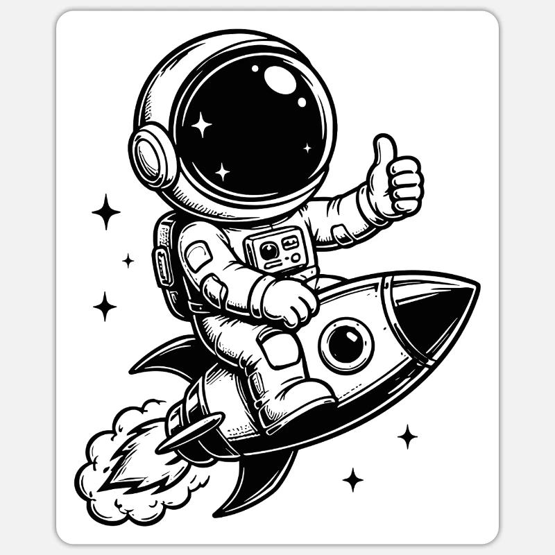 Astronaut on rocket space adventure - Sticker size S (10 x 10 cm) - white matte