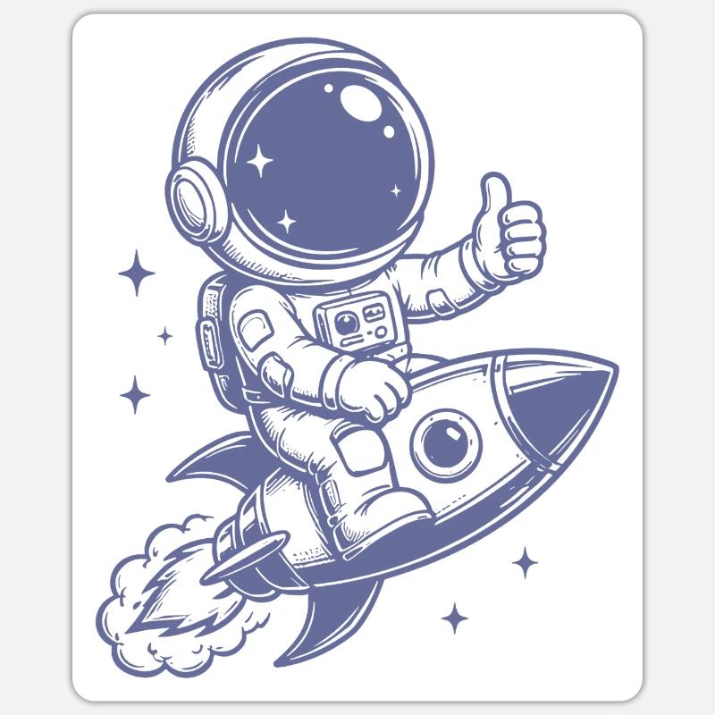 Astronaute en aventure spatiale - Sticker taille S (10 x 10 cm) - blanc mat