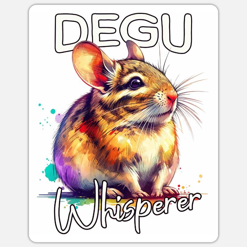 Degu Flüsterer - Sticker Größe S (10 x 10 cm) - Mattweiß