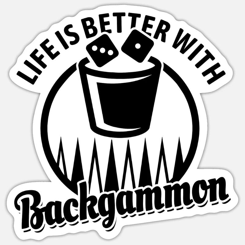 Backgammon | Brettspiel | Geschenk - Sticker Größe S (10 x 10 cm) - Mattweiß
