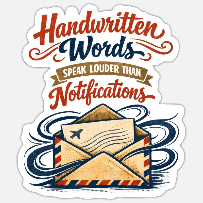 Handschrift statt Push | Snail Mail - Sticker Größe S (10 x 10 cm) - Mattweiß
