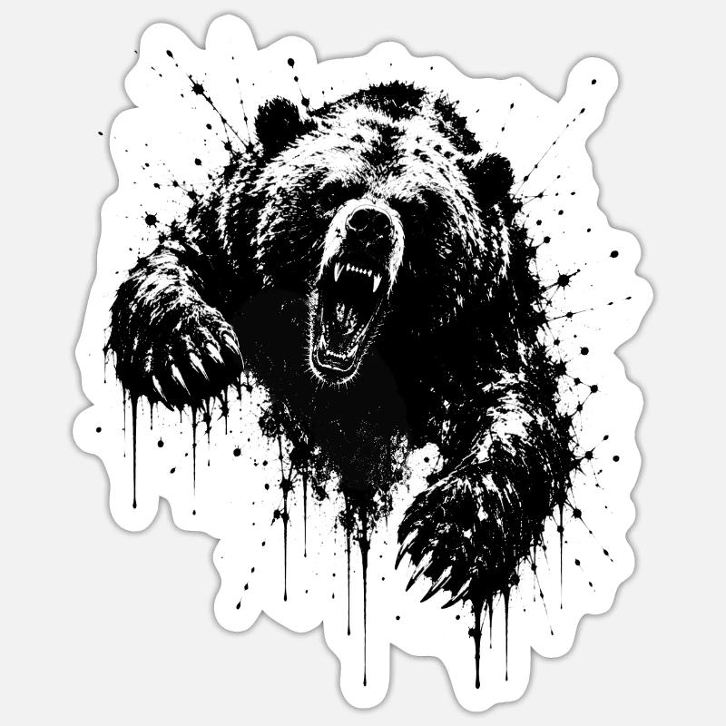 Dark Bear Spritz Graffiti - Sticker size S (10 x 10 cm) - white matte