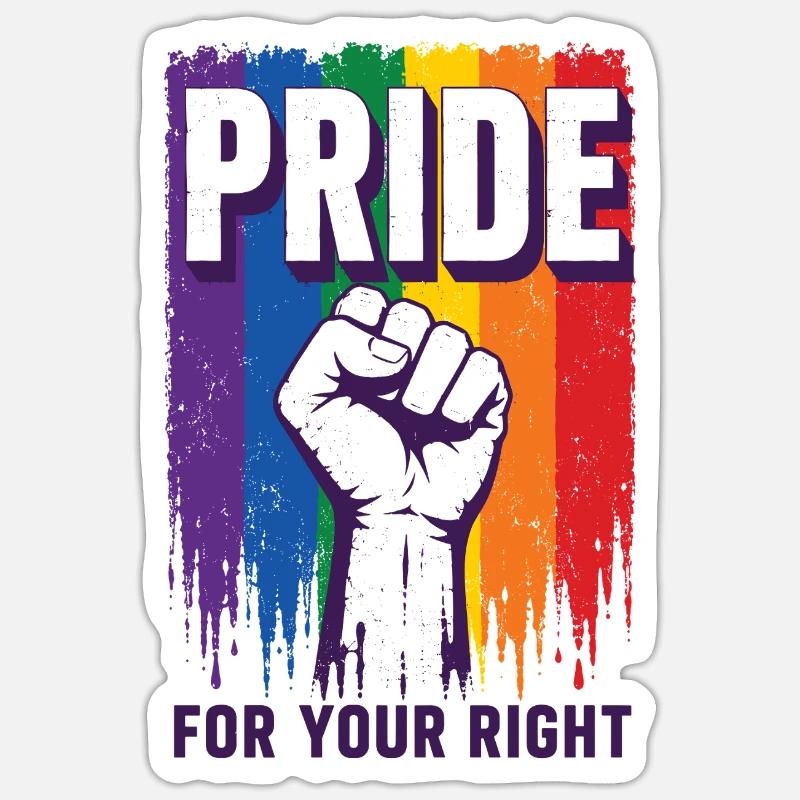 Pride Rainbow Right Statement Shirt - Sticker size S (10 x 10 cm) - white matte