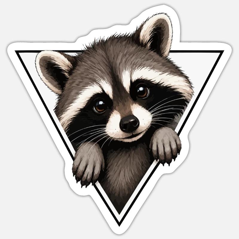 Raton laveur en triangle - Sticker taille S (10 x 10 cm) - blanc mat