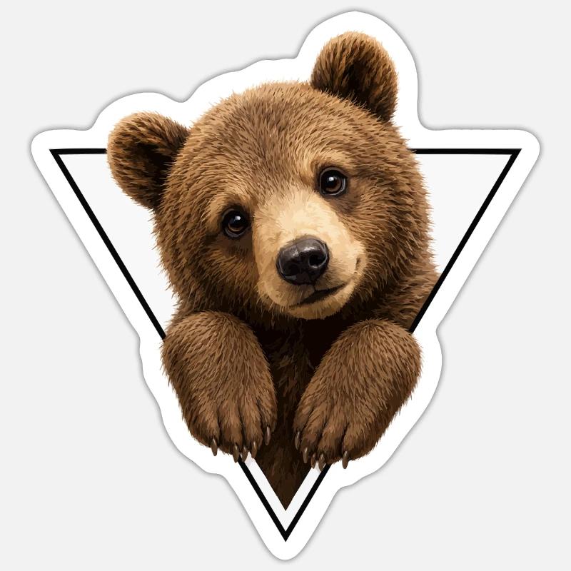 Bear cub in triangle - Sticker size S (10 x 10 cm) - white matte