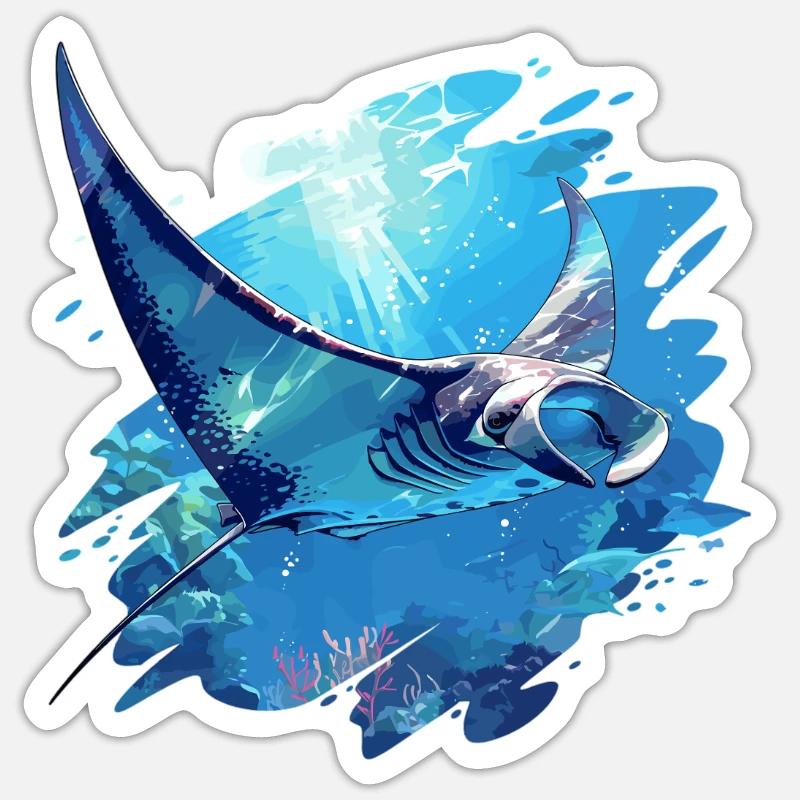 Rochen Mantarochen - Sticker Größe S (10 x 10 cm) - Mattweiß