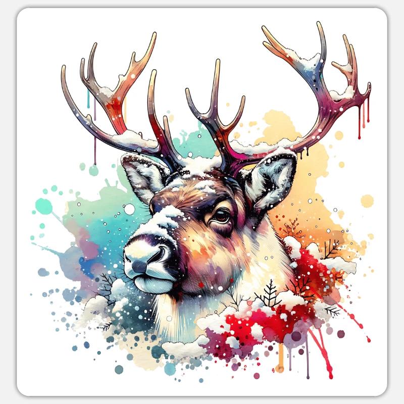 Reindeer Gift - Sticker size S (10 x 10 cm) - white matte