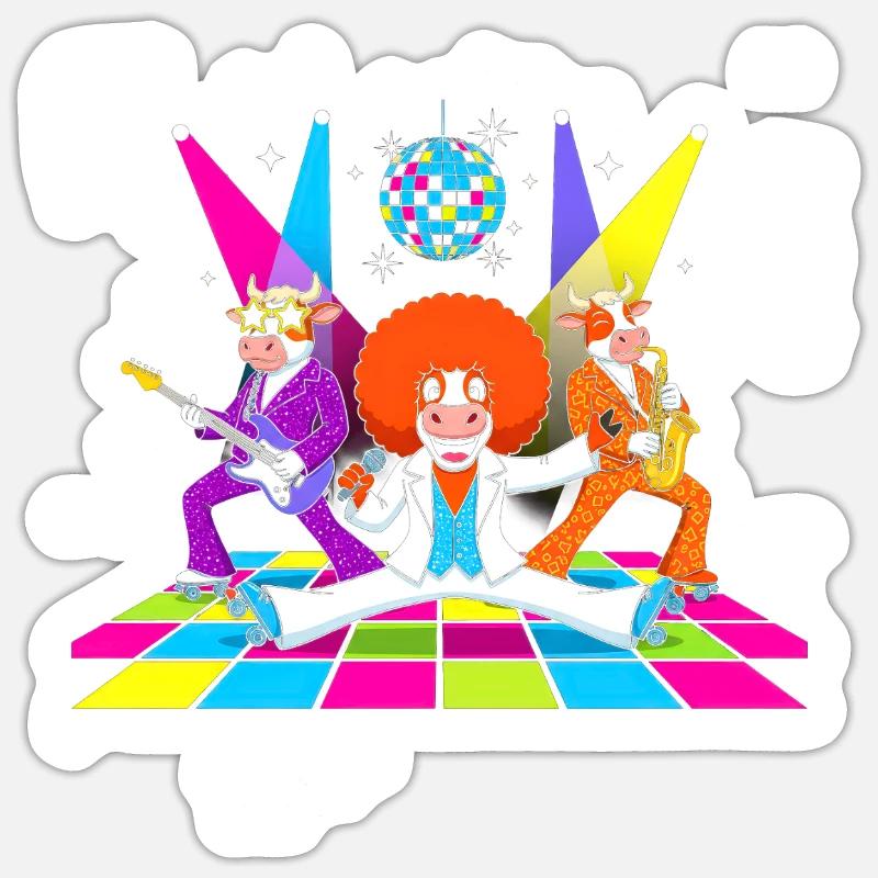 DiscoKuh in a glittering appearance - Sticker size S (10 x 10 cm) - white matte