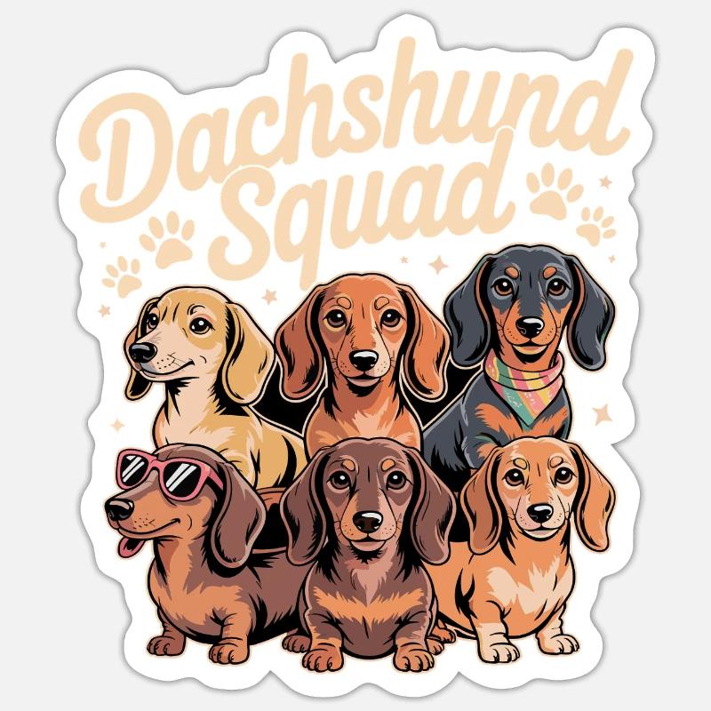 Dachshund Squad - Sticker size S (10 x 10 cm) - white matte
