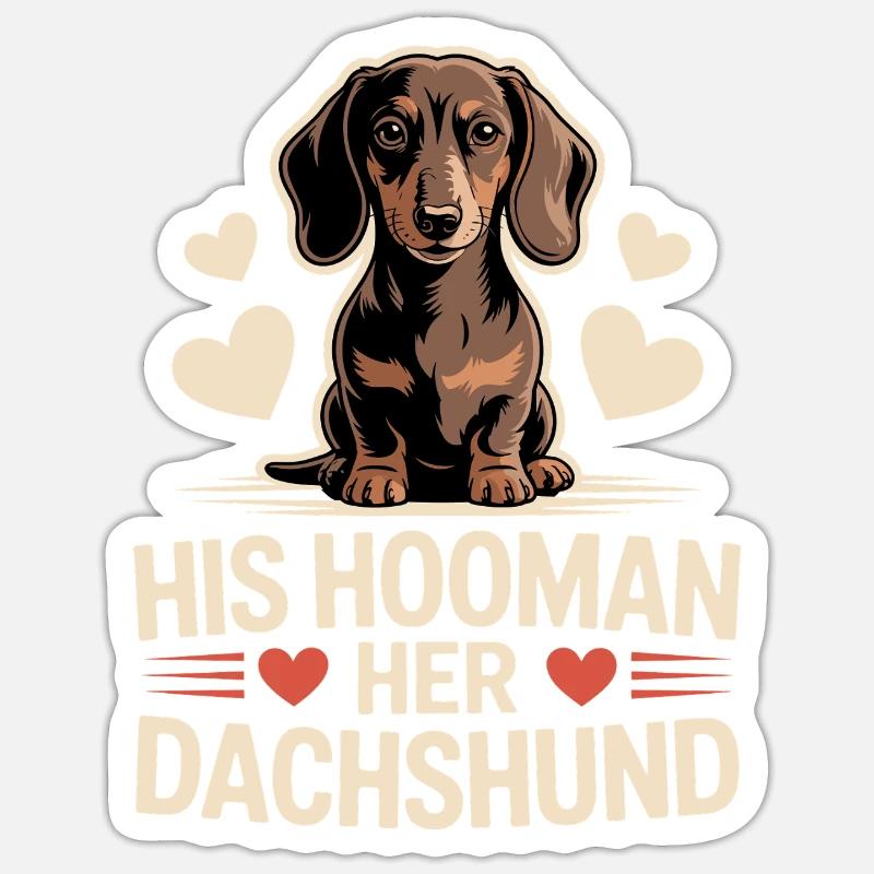 Dachshund Hooman - Sticker size S (10 x 10 cm) - white matte
