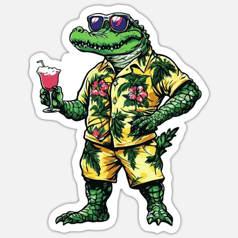 Alligator Comic Summer - Sticker size S (10 x 10 cm) - white matte