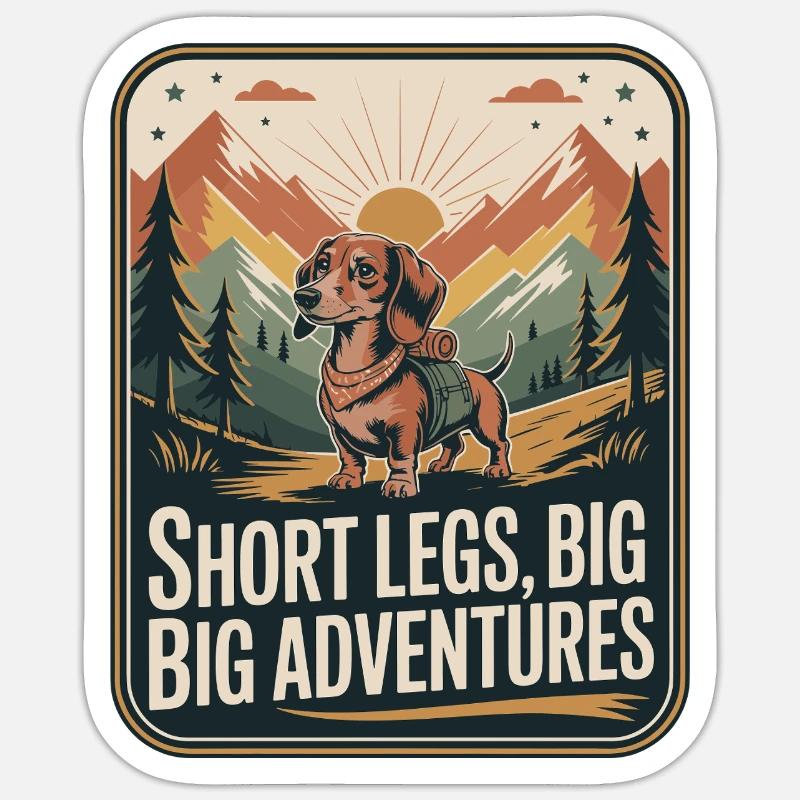 Wander Dackel - Sticker Größe S (10 x 10 cm) - Mattweiß