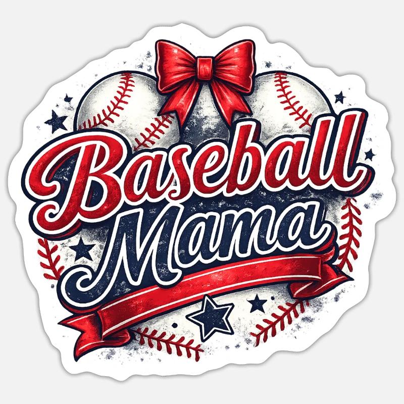 Baseball-Mama: Retro Mama Baseball-Geschenk - Sticker Größe S (10 x 10 cm) - Mattweiß