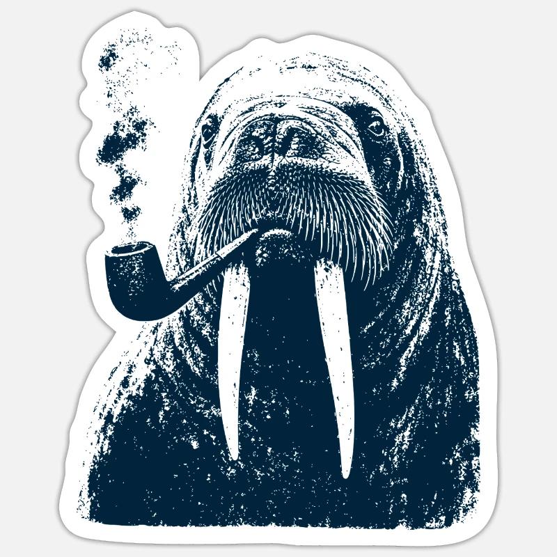 Walrus Captain - Sticker size S (10 x 10 cm) - white matte