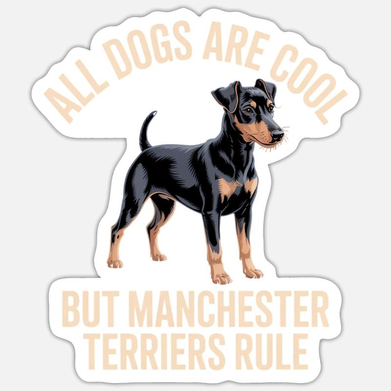 Manchester Terrier Hund Geschenk - Sticker Größe S (10 x 10 cm) - Mattweiß