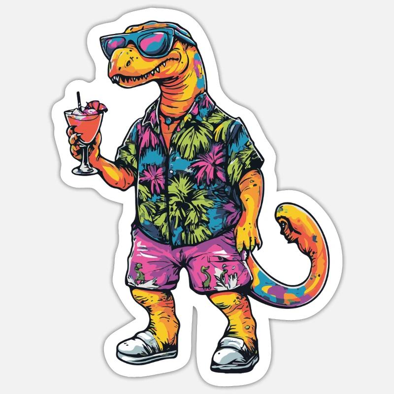 Dinosaurier brontosaurus Comic Sommer - Sticker Größe S (10 x 10 cm) - Mattweiß