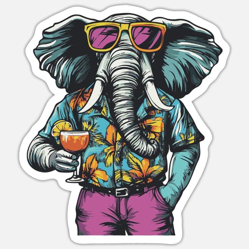 Elephant Comic Funny Holiday - Sticker size S (10 x 10 cm) - white matte