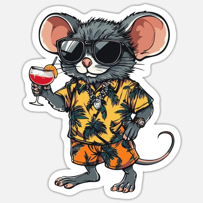 Mouse Comic Summer - Sticker size S (10 x 10 cm) - white matte