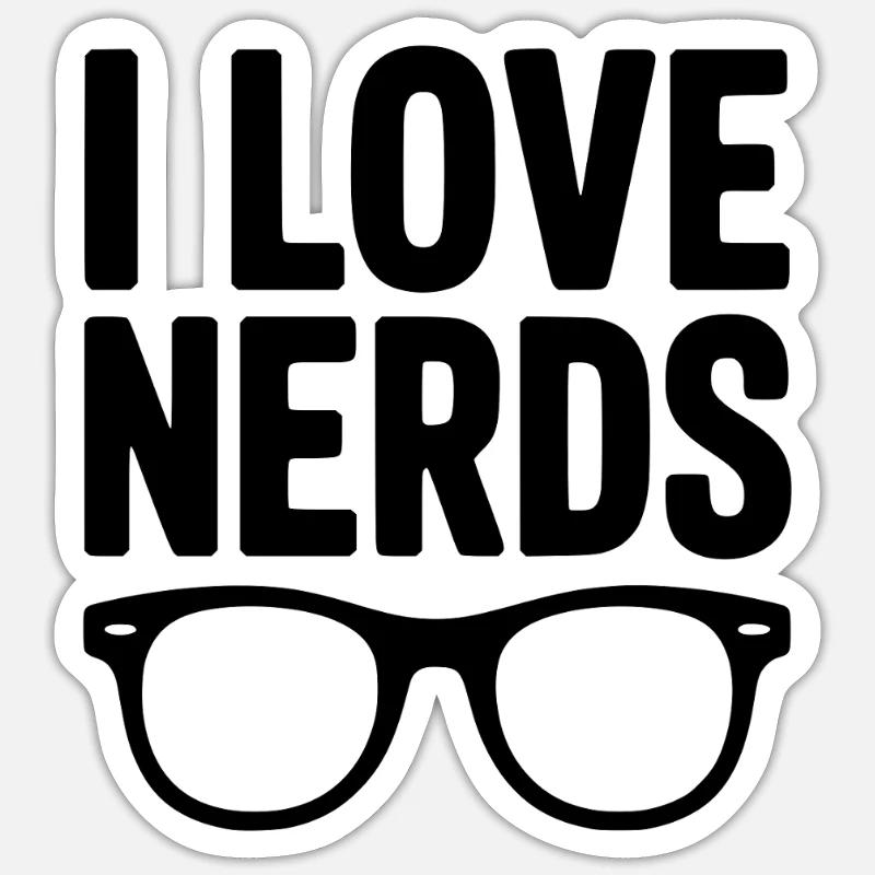 J’adore les nerds - Sticker taille S (10 x 10 cm) - blanc mat