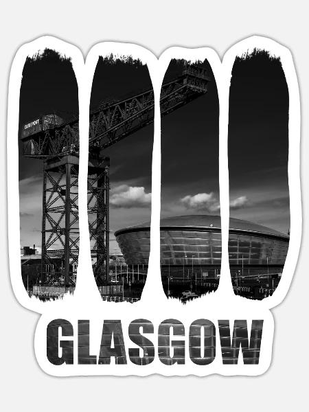 Glasgower Industriestadtlandschaft - Sticker Größe S (10 x 10 cm) - Mattweiß