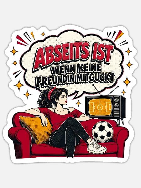 Abseits ist Retro Couch Pop-Art - Sticker Größe S (10 x 10 cm) - Mattweiß