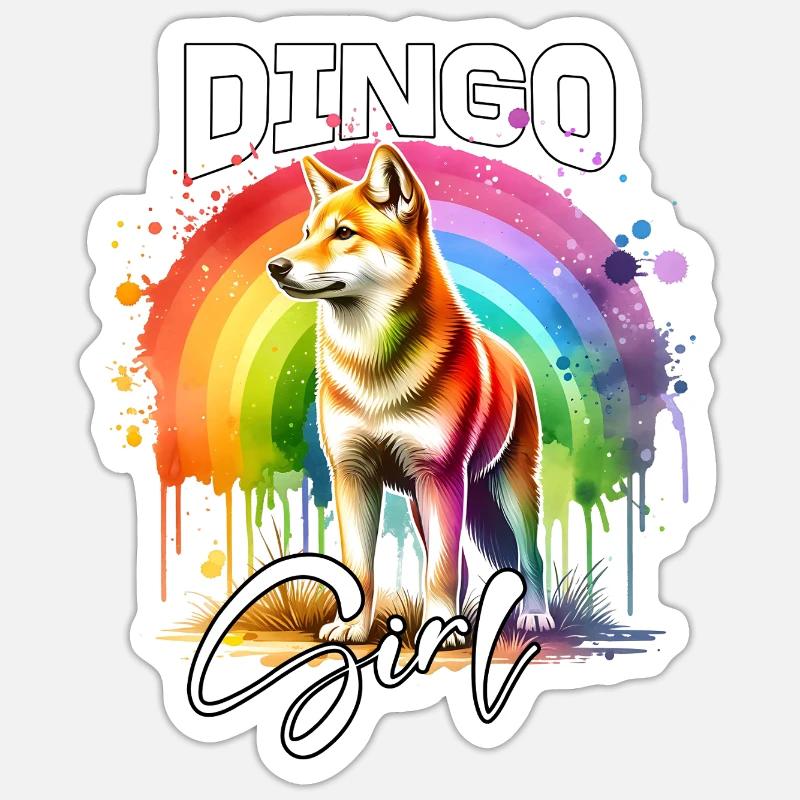 Dingo Mädchen Australischer Wildhund - Sticker Größe S (10 x 10 cm) - Mattweiß