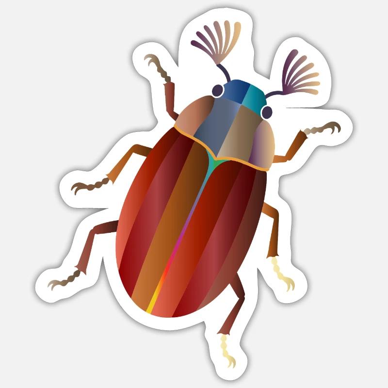 Bunter Maikäfer Retro Stil - Sticker Größe S (10 x 10 cm) - Mattweiß