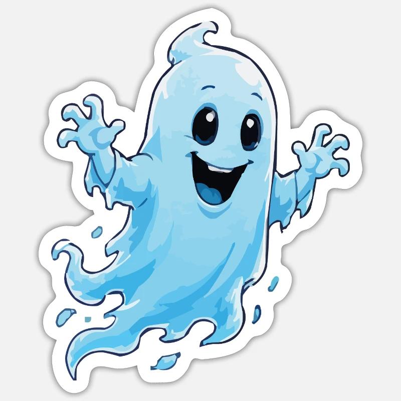 Fröhlicher Geist Cartoon - Sticker Größe S (10 x 10 cm) - Mattweiß