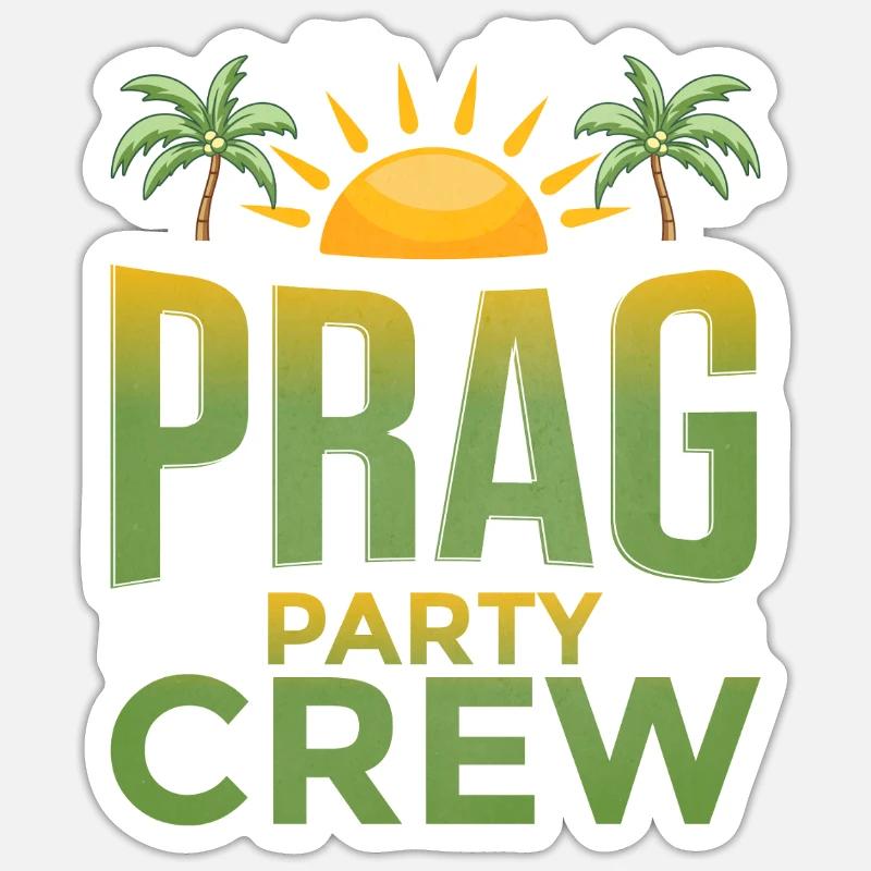 Prag Party Crew - Sticker Größe S (10 x 10 cm) - Mattweiß