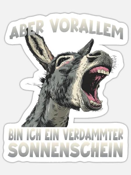 Grauesel Zwergesel Esel Bauernhof Langohresel - Sticker Größe S (10 x 10 cm) - Mattweiß