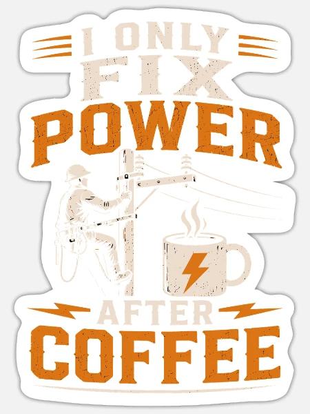 Elektriker Kaffee Spannung Kabel Technik - Sticker Größe S (10 x 10 cm) - Mattweiß