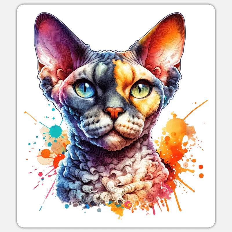 Devon Rex Motif - Sticker size S (10 x 10 cm) - white matte