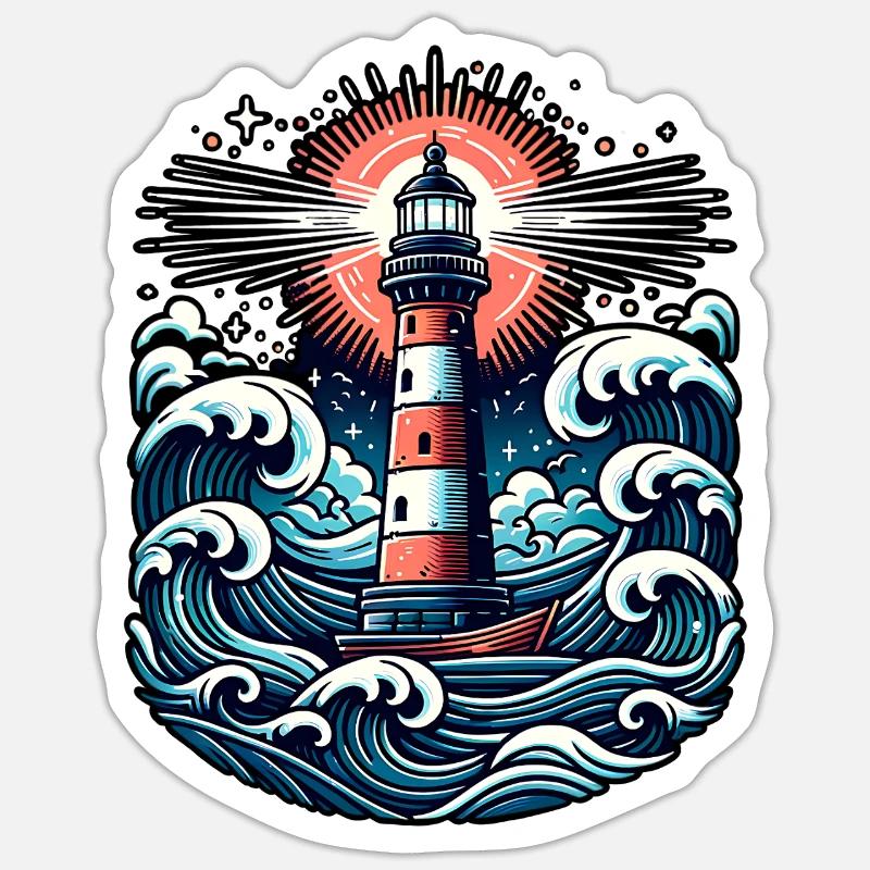 phare - Sticker taille S (10 x 10 cm) - blanc mat