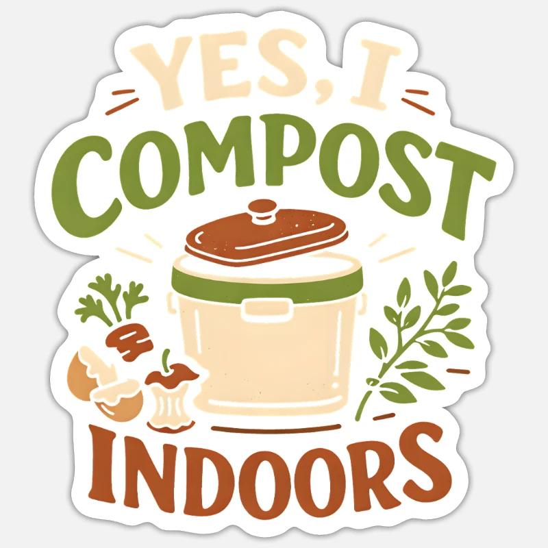 Compost intérieur | Jardinage urbain - Sticker taille S (10 x 10 cm) - blanc mat
