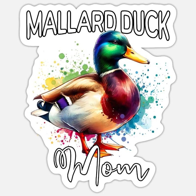 Maman du canard colvert - Sticker taille S (10 x 10 cm) - blanc mat