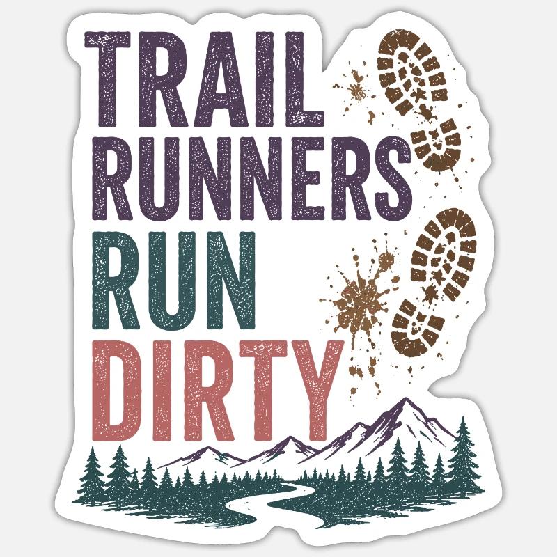 Trailrunner laufen schmutzig - Sticker Größe S (10 x 10 cm) - Mattweiß