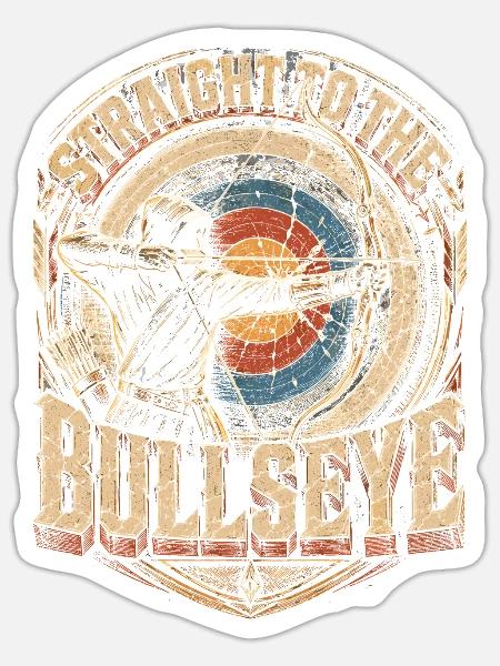Bogenschießen Bogenschütze Straight To Bullseye - Sticker Größe S (10 x 10 cm) - Mattweiß