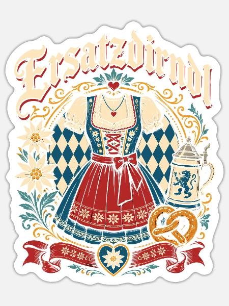 Bayerisches Dirndlzauber - Sticker Größe S (10 x 10 cm) - Mattweiß