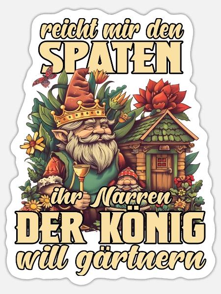 Hobbygärtner Gemüsebeet Gartenarbeit Garten König - Sticker Größe S (10 x 10 cm) - Mattweiß
