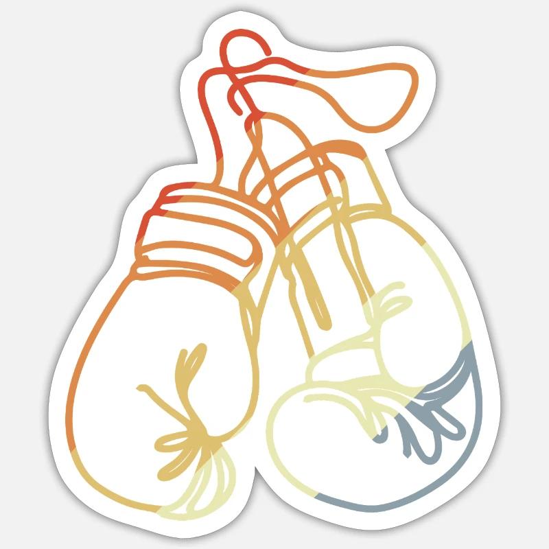 Gants de boxe style rétro - Sticker taille S (10 x 10 cm) - blanc mat