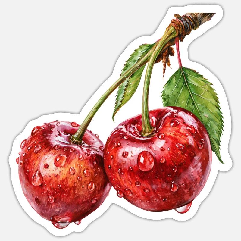 cherry - Sticker size S (10 x 10 cm) - white matte