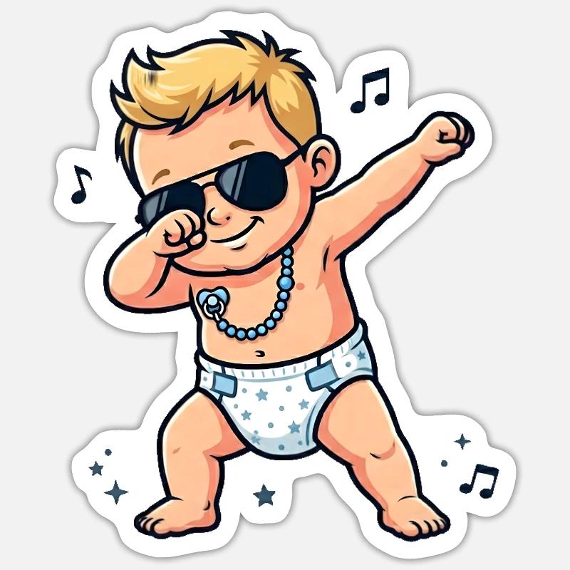 Bébé mignon – Garçon blond - Sticker taille S (10 x 10 cm) - blanc mat