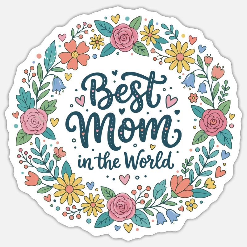 Best Mom - Sticker taille S (10 x 10 cm) - blanc mat