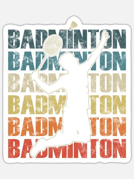Badmintonspieler Smash Im Retro-Stil - Sticker Größe S (10 x 10 cm) - Mattweiß